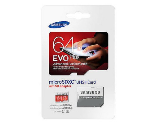 Карта памяти Samsung microSDHC EVO Plus 64Gb U3 60-100MBs